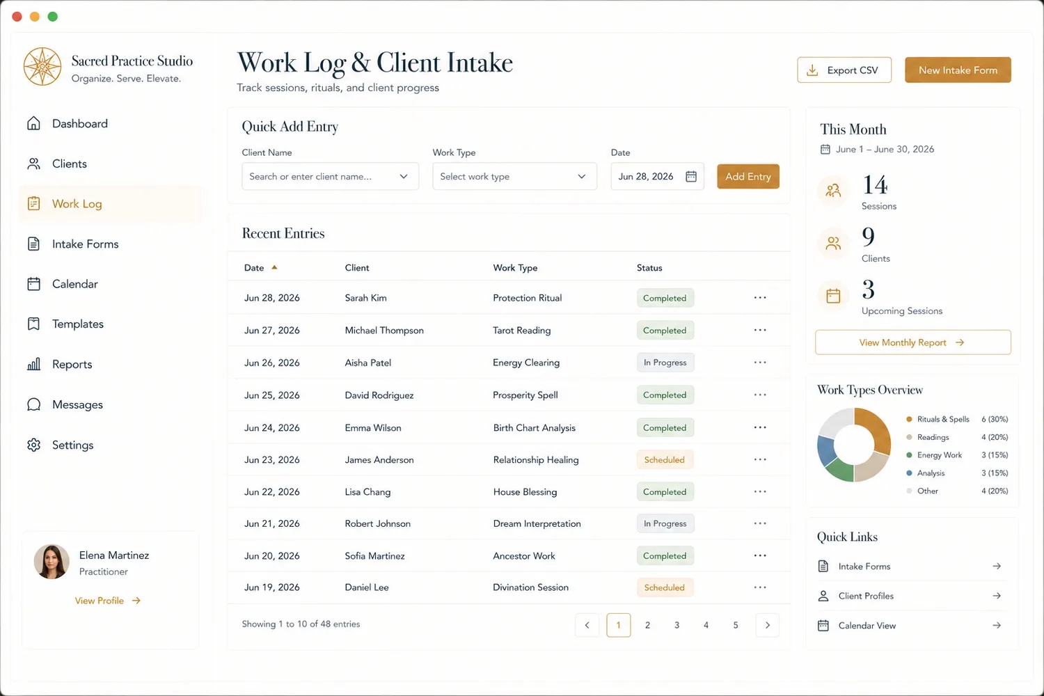 Work Log / Client Intake